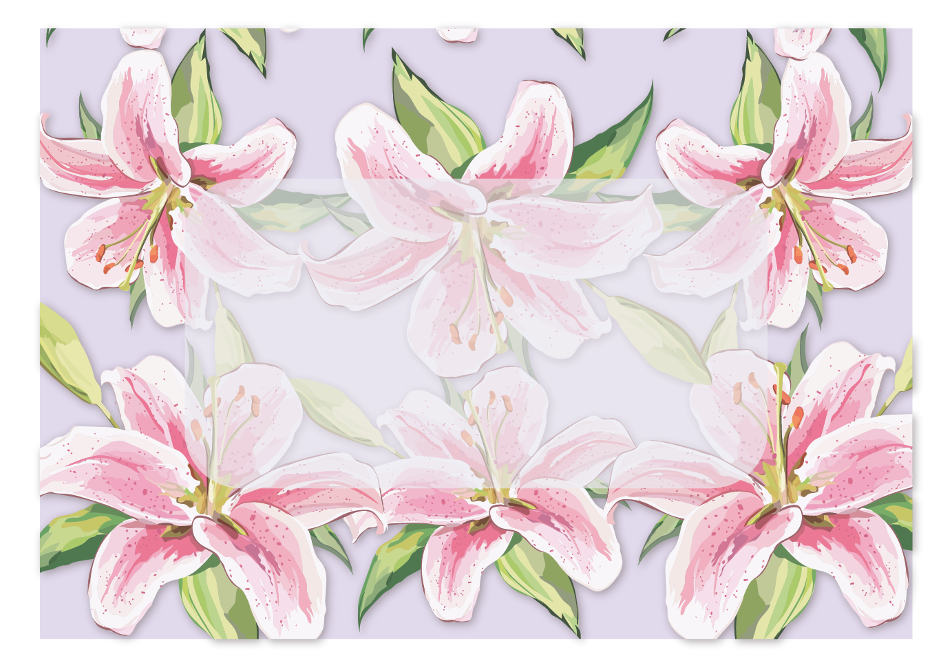 Folded Note Cards Envelope (4.4" x 3") - Lilies