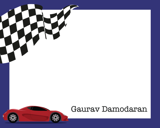 Flat Note Cards - Racing Car