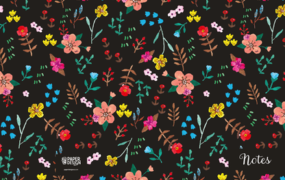 Hard Cover Pocket Notebook -  Black Floral