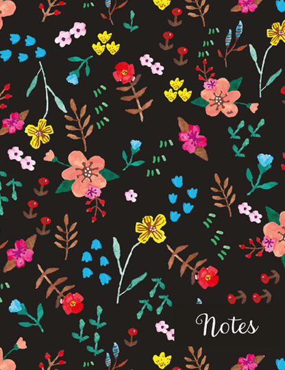 Hard Cover Pocket Notebook -  Black Floral