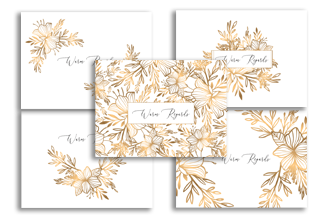 Golden Flower - White (Set of 10 Mini Cards with Envelopes)