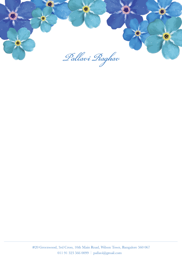 Letter Sheets - Watercolor Blue Flower